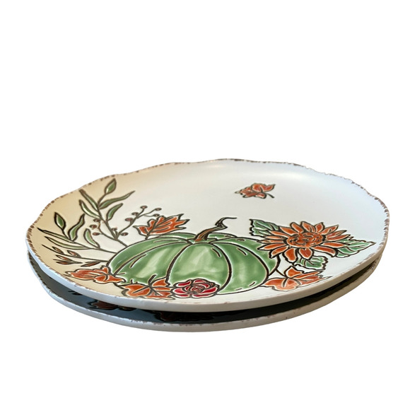 ELI & ANA Thanksgiving Pumpkin Salad Plates 8.25" Ceramic Fall Harvest Set of 4 - Picture 4 of 11